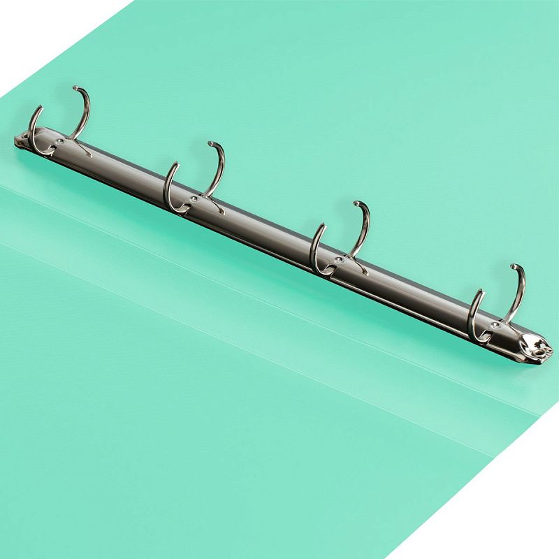 Папка на 4 кольцах СТАММ А4, 40мм, 500мкм, пластик, пастель, мятная 