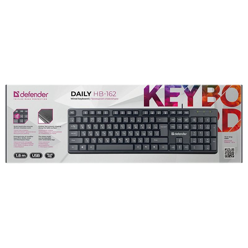 Клавиатура Defender Daily HB-162, USB, черный