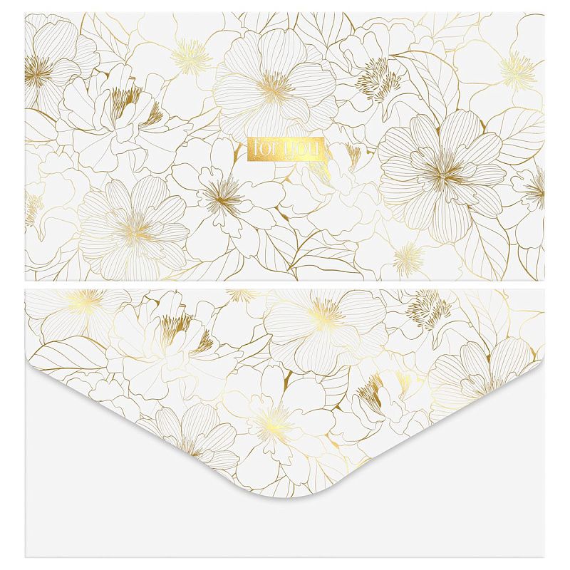 Конверт для денег MESHU "Gold flower" 85*164мм, матовая ламинация, фольга, 4 дизайна