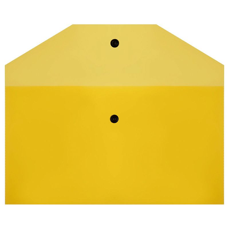 Папка-конверт на кнопке СТАММ С6+, 150мкм, пластик, прозрачная, желтая 