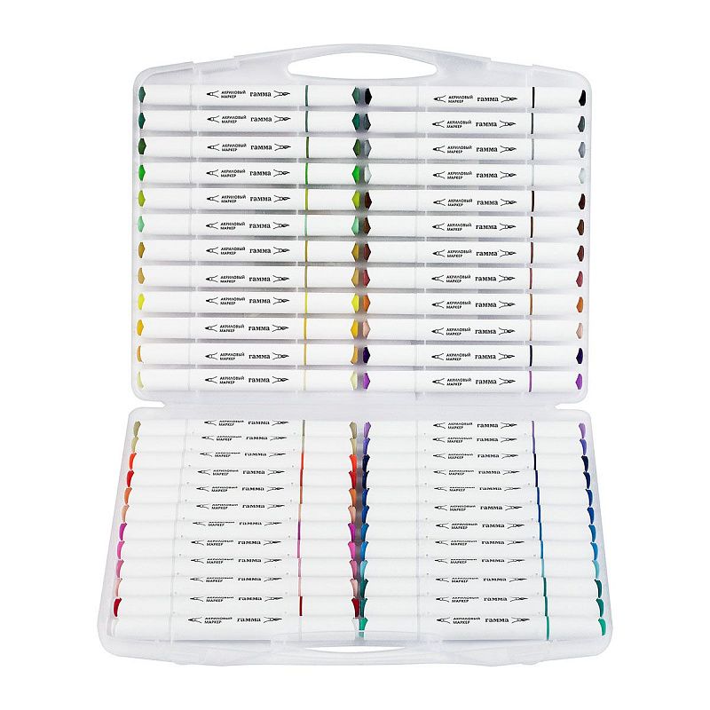 Маркеры акриловые Гамма "Классические", 48 цв., двусторонние, пластик.бокс