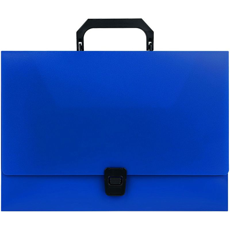 Папка-портфель 1 отделение СТАММ А4, 600мкм, на замке, пластик, синий 