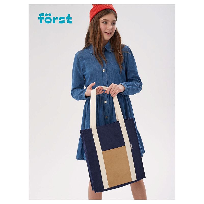 Сумка-шоппер Först "Sky" 40*35*8см, 1 отделение, 1 карман, вельветовая на кнопке 