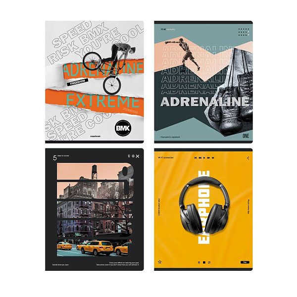 Тетрадь 96л., А5, клетка BG "Adrenalin", soft-touch ламинация