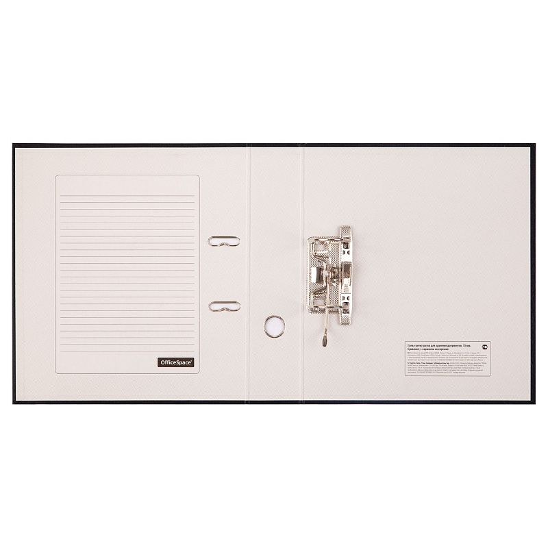 Папка-регистратор OfficeSpace, 70мм, бумвинил, с карманом на корешке, черная 