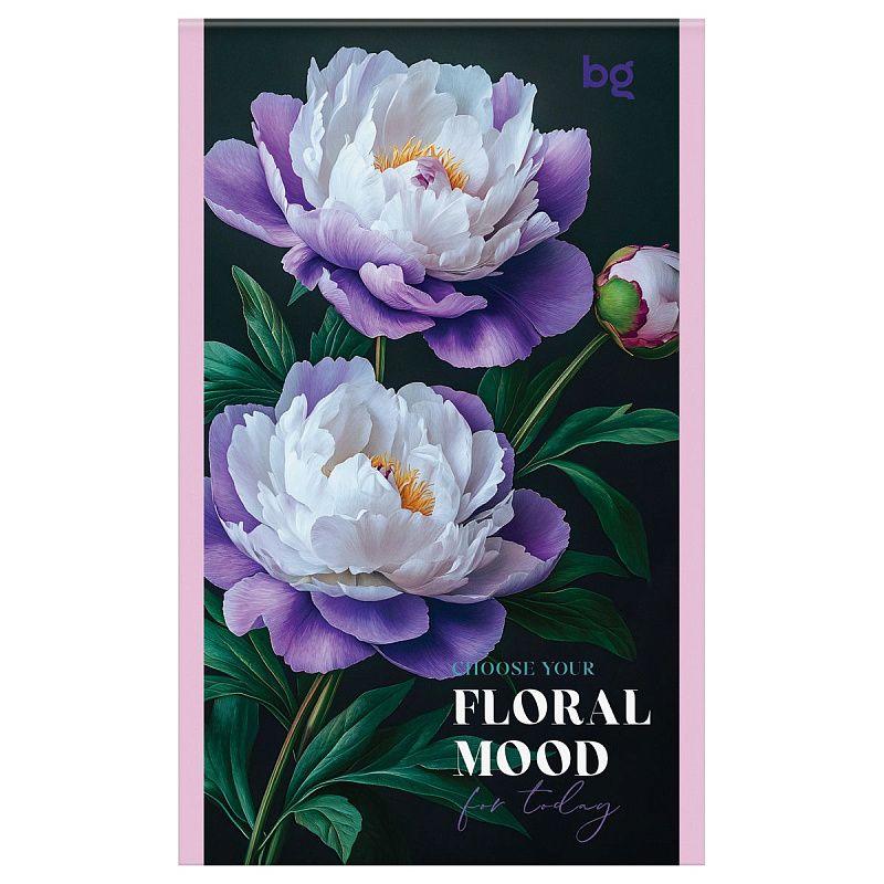 Блокнот А6 32л., на скрепке BG "Floral mood", блестки