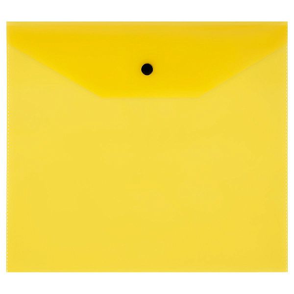 Папка-конверт на кнопке СТАММ А5+, 120мкм, пластик, прозрачная, желтая