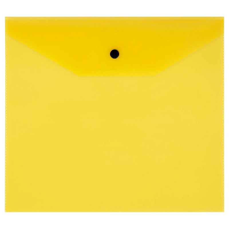 Папка-конверт на кнопке СТАММ А5+, 120мкм, пластик, прозрачная, желтая