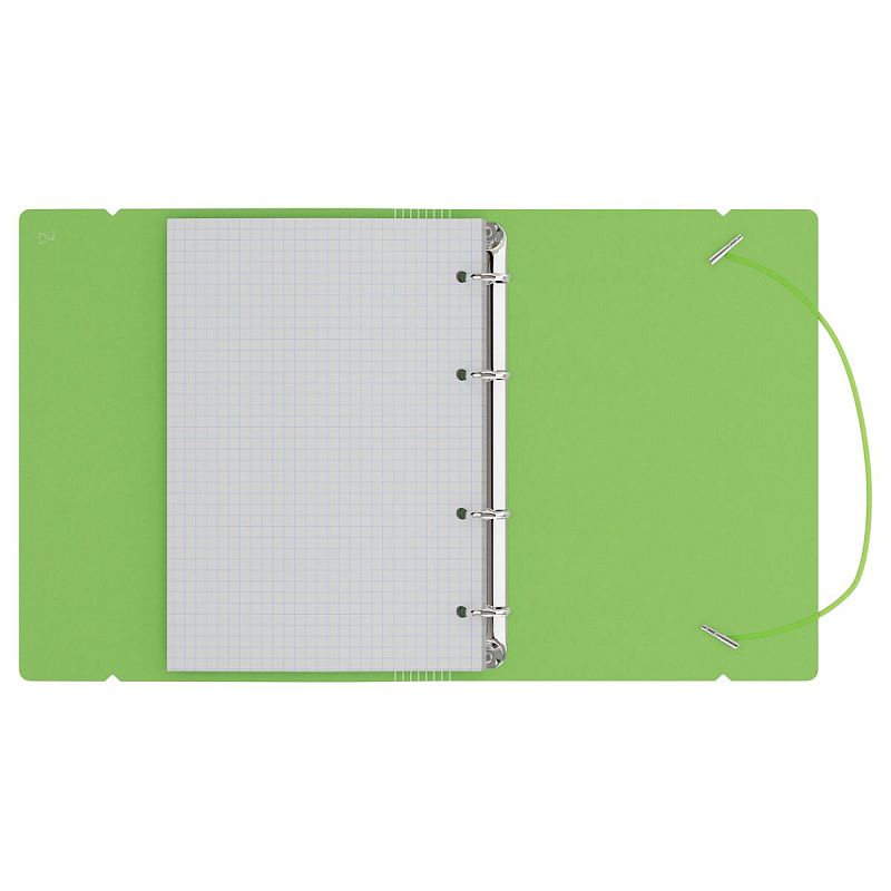 Тетрадь на кольцах А5, 120л., BG "Neon", пластиковая обложка, салатовый, с резинкой