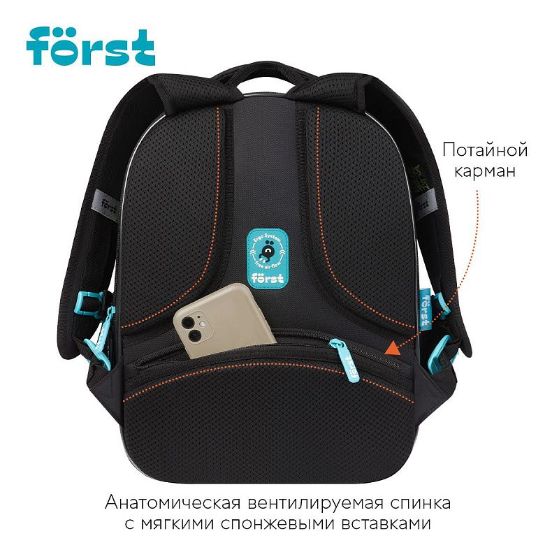 Рюкзак Först F-Cloud "Royal Roar" 37*28,5*16,5см, 3 отделения, 3 кармана, анатомическая спинка 