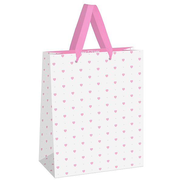 Пакет подарочный 26*32*12см MESHU "Hearts pattern", фольга, матовая ламинация