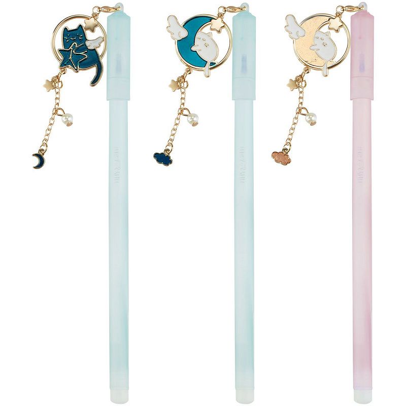 Ручка гелевая стираемая MESHU "Grace cats" синяя, 0,5мм, корпус ассорти, с топпером 