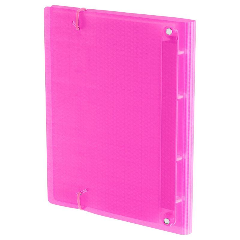 Тетрадь на кольцах А5, 120л., BG "Neon", пластиковая обложка, розовый, с резинкой