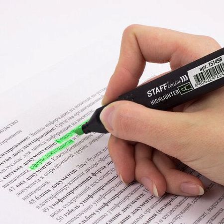 Текстовыделитель STAFF College "STICK HL-497", ЗЕЛЕНЫЙ, 1-4 мм, 151498 