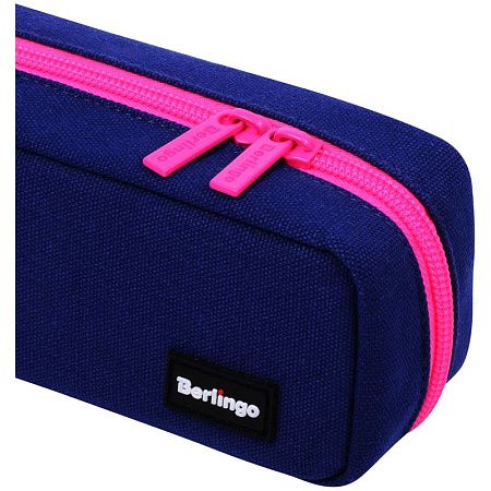 Пенал-футляр корпусный, 210*70*50 Berlingo "Navy pink", полиэстер, 3 внутренних отделения 