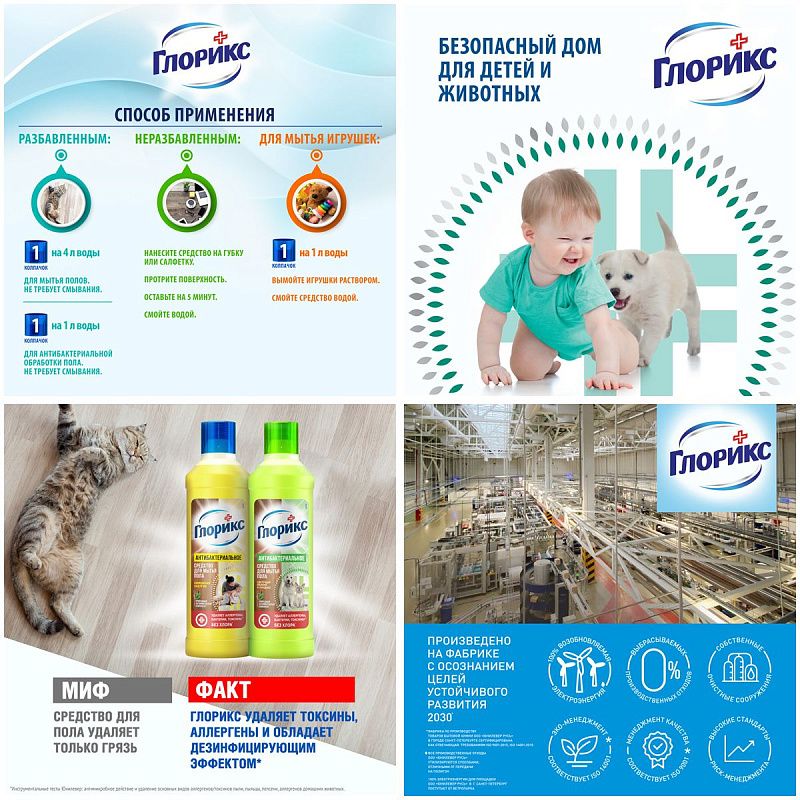 Средство для мытья полов Glorix "Лимонная энергия", 1л 