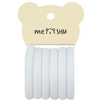 Резинки для волос MESHU "Essence thin", белые, 6шт., европодвес