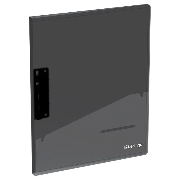 Папка с зажимом Berlingo "No Secret" А4, 17мм, 700мкм, полупрозрачная черная, с внутр. карманом