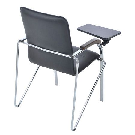 Стул Helmi HL-F05 "Самба СТ" со столиком, каркас металл хром, экокожа, черный, орех BOX1