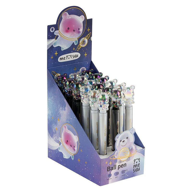 Ручка шариковая MESHU "Space Bear" синяя, 0,7мм, корпус ассорти 