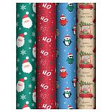 Упаковочная бумага глянц. 70*100см, MESHU "Marry Christmas", 80 г/м2, ассорти, 4 дизайна