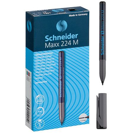 Маркер перманентный Schneider "Maxx 224 M" черный, пулевидный, 1,0мм 