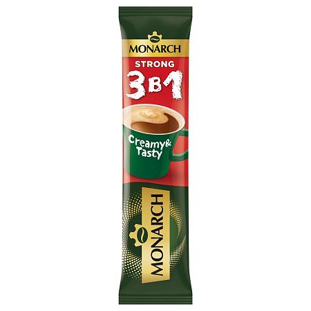 Кофе растворимый Monarch "Strong", 3в1, порошкообразный, порционный, 50 пакетиков*13,5г, пакет