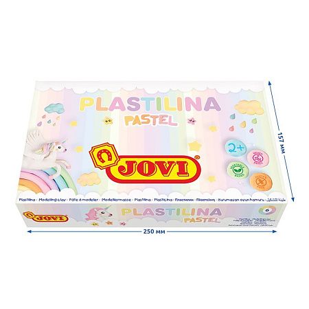 Пластилин JOVI, брусок 50г, пастельный, ассорти 6цв.