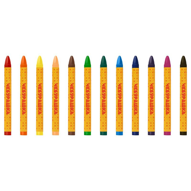 Мелки восковые Мульти-Пульти "Чебурашка", 12цв., круглые, картон, европодвес