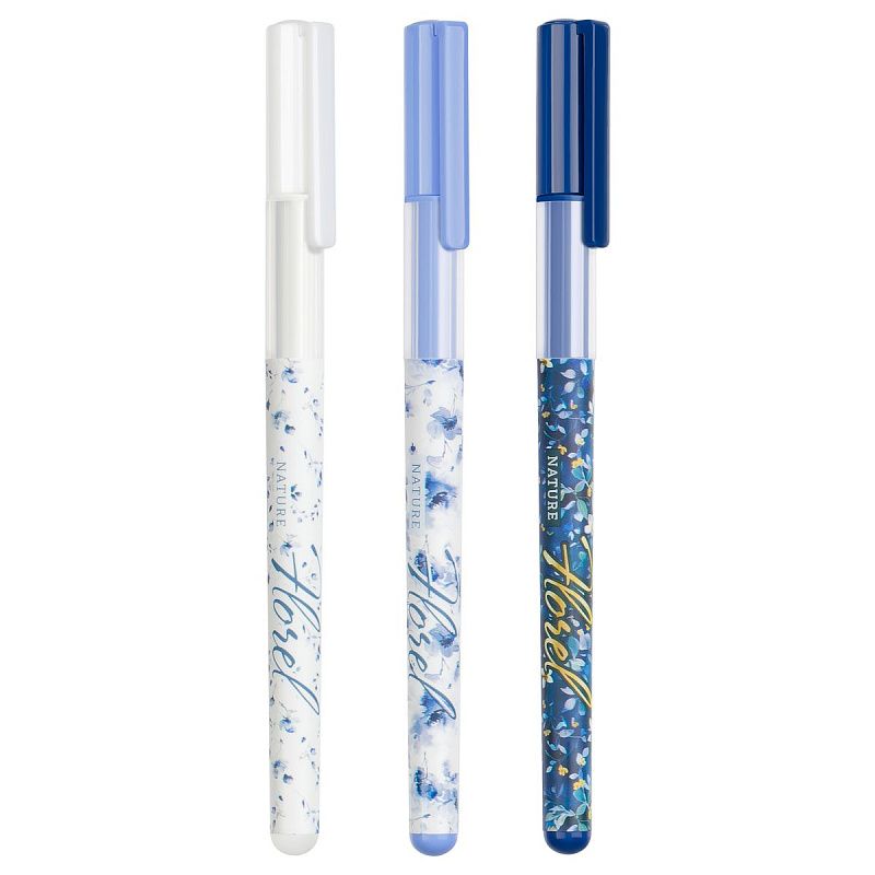 Ручка шариковая MESHU "Flowers" синяя, 0,7мм, грип, корпус ассорти 