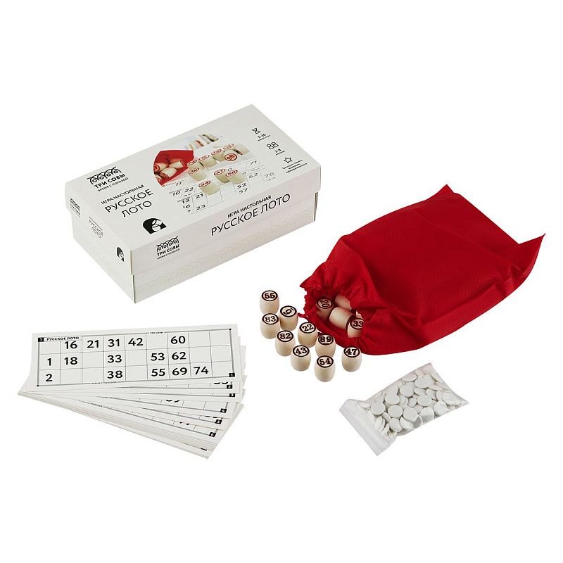Игра настольная ТРИ СОВЫ "Русское лото", с бочонками, картонная коробка