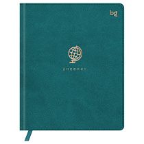 Дневник 1-11 кл. 48л. (твердый) BG "Глобус. Синий", иск. кожа, тиснение фольгой, ляссе