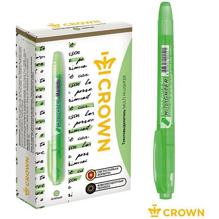 Текстовыделитель Crown "Multi Hi-Lighter" зеленый, 1-4мм 