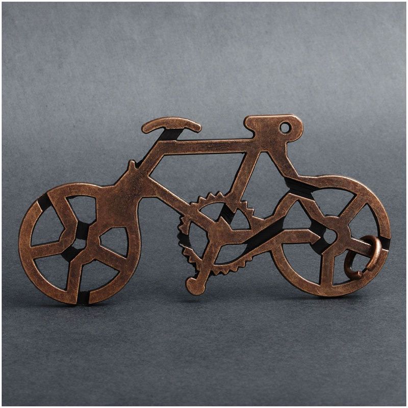 Головоломка металлическая большая ТРИ СОВЫ "Велосипед", 3 уровень сложности 