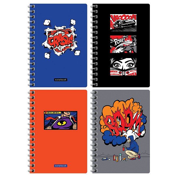 Записная книжка А6 80л. на гребне BG "Comics art"