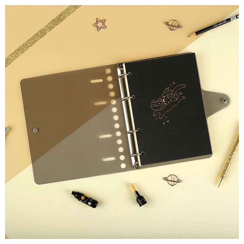 Тетрадь на кольцах 120л., А5, клетка MESHU "Black cat", с пластиковой обложкой