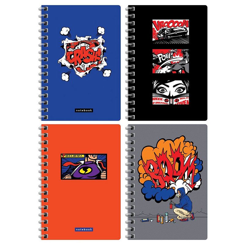 Записная книжка А6 80л. на гребне BG "Comics art"