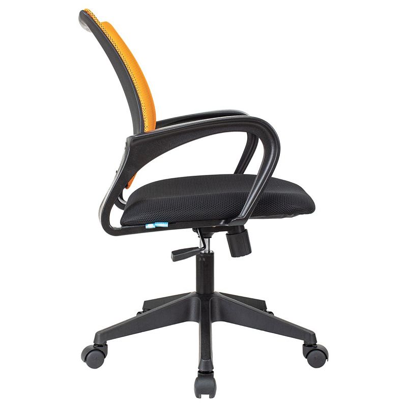 Кресло оператора Helmi HL-M95 (695) "Airy", спинка сетка оранжевая/сиденье ткань TW черная, механизм качания