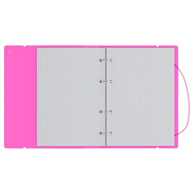 Тетрадь на кольцах А5, 120л., BG "Neon", пластиковая обложка, розовый, с резинкой