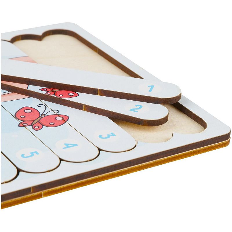 Деревянный пазл - палочки ТРИ СОВЫ "Зайка", 10 деталей на подложке, фанера 