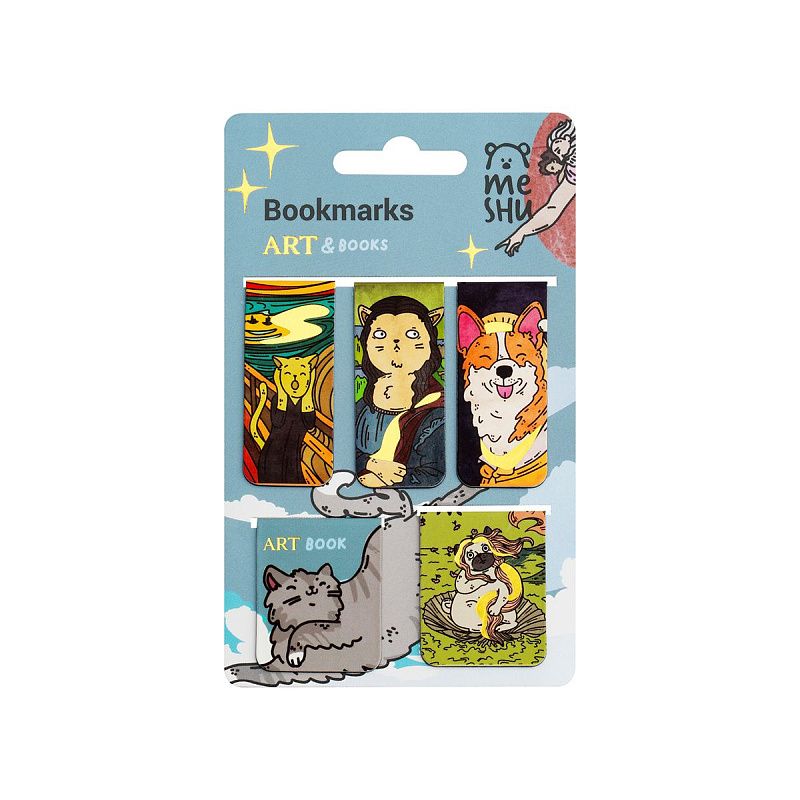 Закладки магнитные для книг, 5шт., MESHU "Book art", матовая ламинация, фольга 