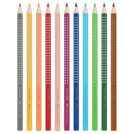 Карандаши цветные Faber-Castell "Grip", 12цв., трехгран., заточен., метал. кор.