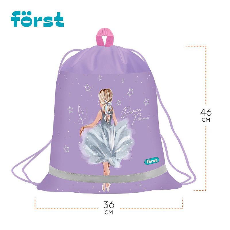 Мешок для обуви 1 отделение Först "Dance Dream", 360*460мм, вентиляционная сеточка, светоотражающая полоса 