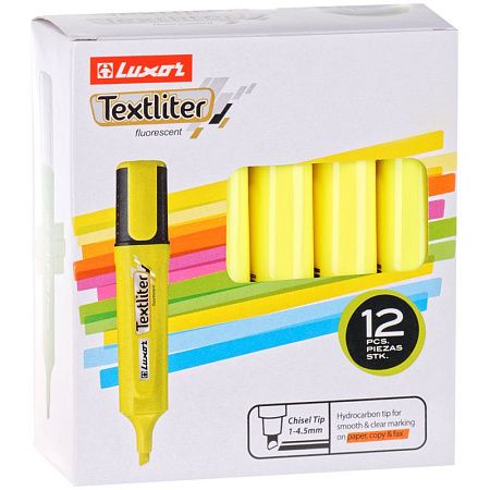 Текстовыделитель Luxor "Textliter" желтый, 1-4,5мм 