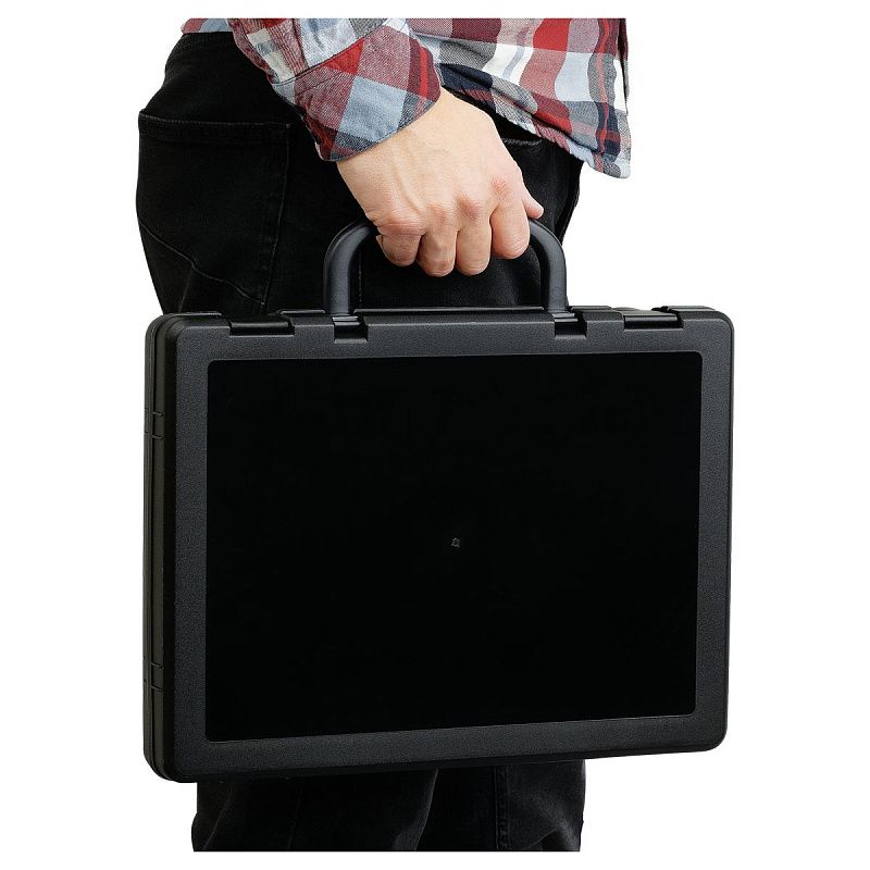 Портфель-кейс 1 отделение СТАММ, А4, 275*375*57мм, на защелках, черный 