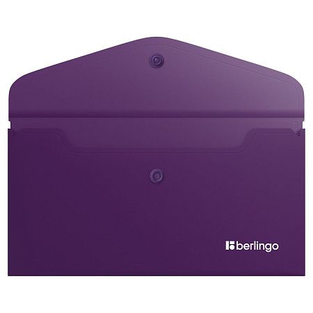 Папка-конверт на кнопке Berlingo "Soft Touch", C6, 200мкм, софт-тач, фиолетовая 