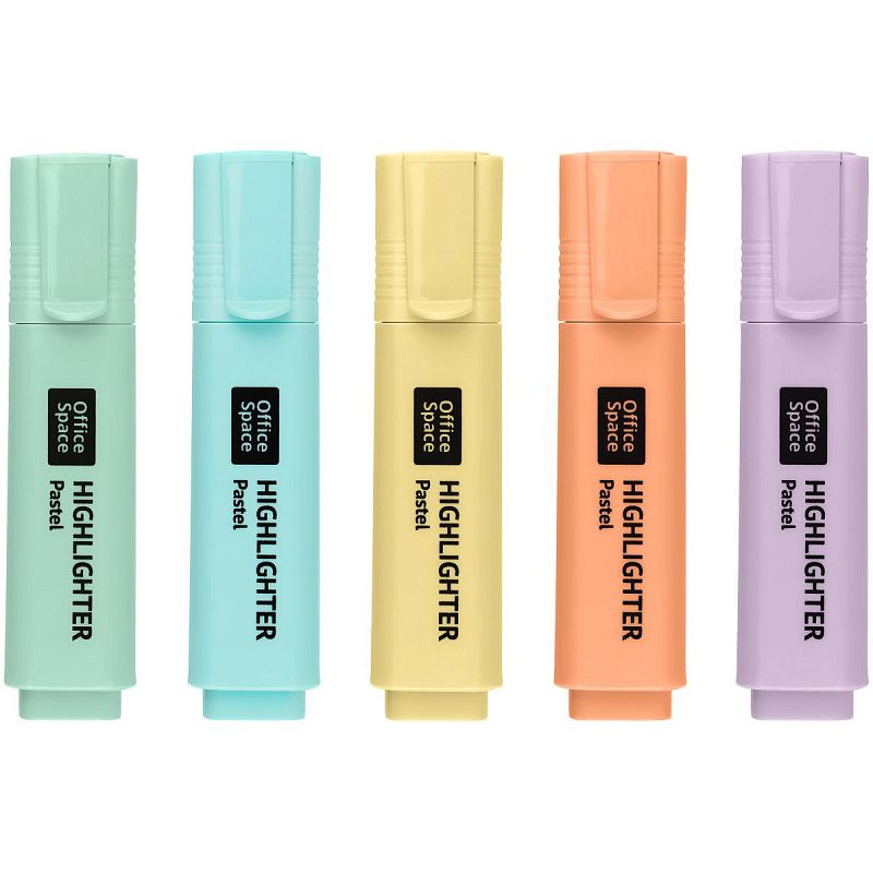 Набор текстовыделителей OfficeSpace 05цв., пастельные цвета, 1-5мм, европодвес 