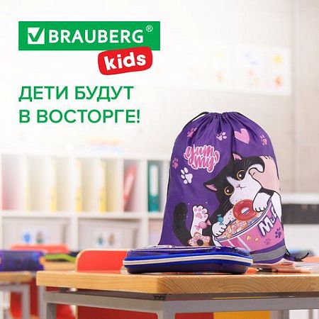 Мешок для обуви BRAUBERG KIDS, с петлей, светоотражающая полоса, 46х36 см, Sweet cheeks, 272390 