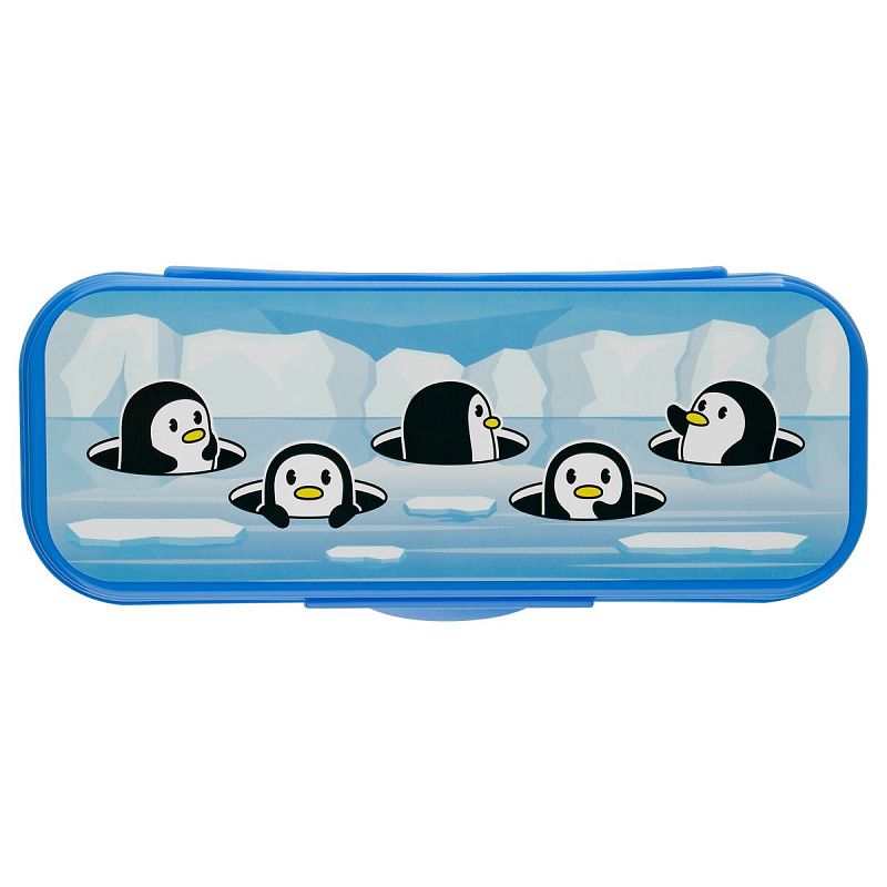 Пенал-футляр, 215*90*43 СТАММ "Пингвины", светло-синий 