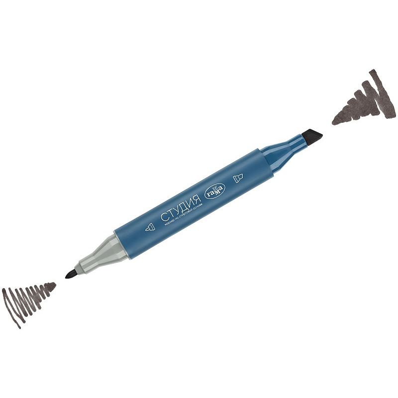 Маркер двусторонний для скетчинга Гамма "Студия", серый китовый, корпус трехгранный, пулевид./клиновид. наконечники